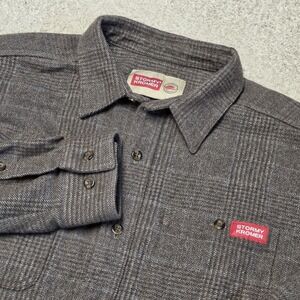 Stormy Kromer "The Wool" Shirt Slate Plaid Wool-Blend XL Lumberjack Outdoors